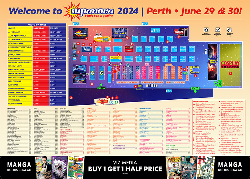 Timetables for Supanova 2024 Sydney and Perth Supanova Comic Con