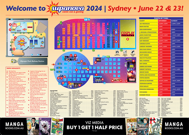 Timetables for Supanova 2024 Sydney and Perth Supanova Comic Con